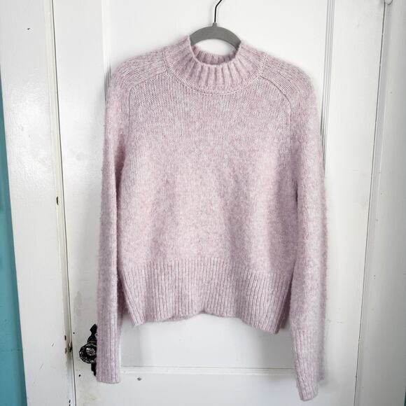 Ann Taylor Wool Blend Mock Neck Fuzzy Sweater Pink Preppy Lagenlook Feminine S - Picture 1 of 15